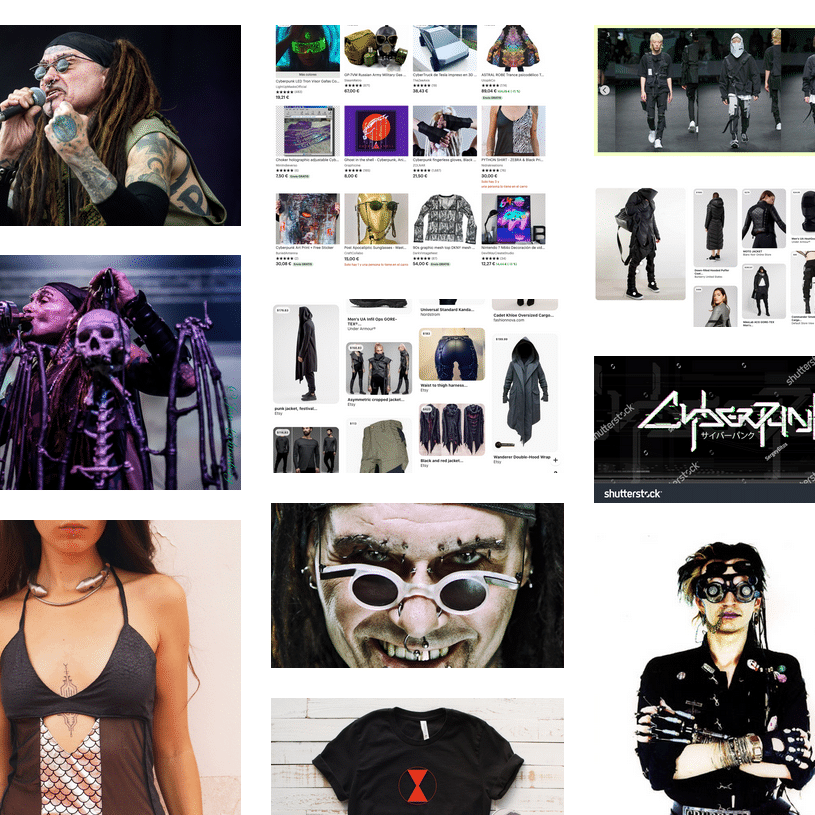 Moodboard para Diseño de Marca de ropa Cyberpunk